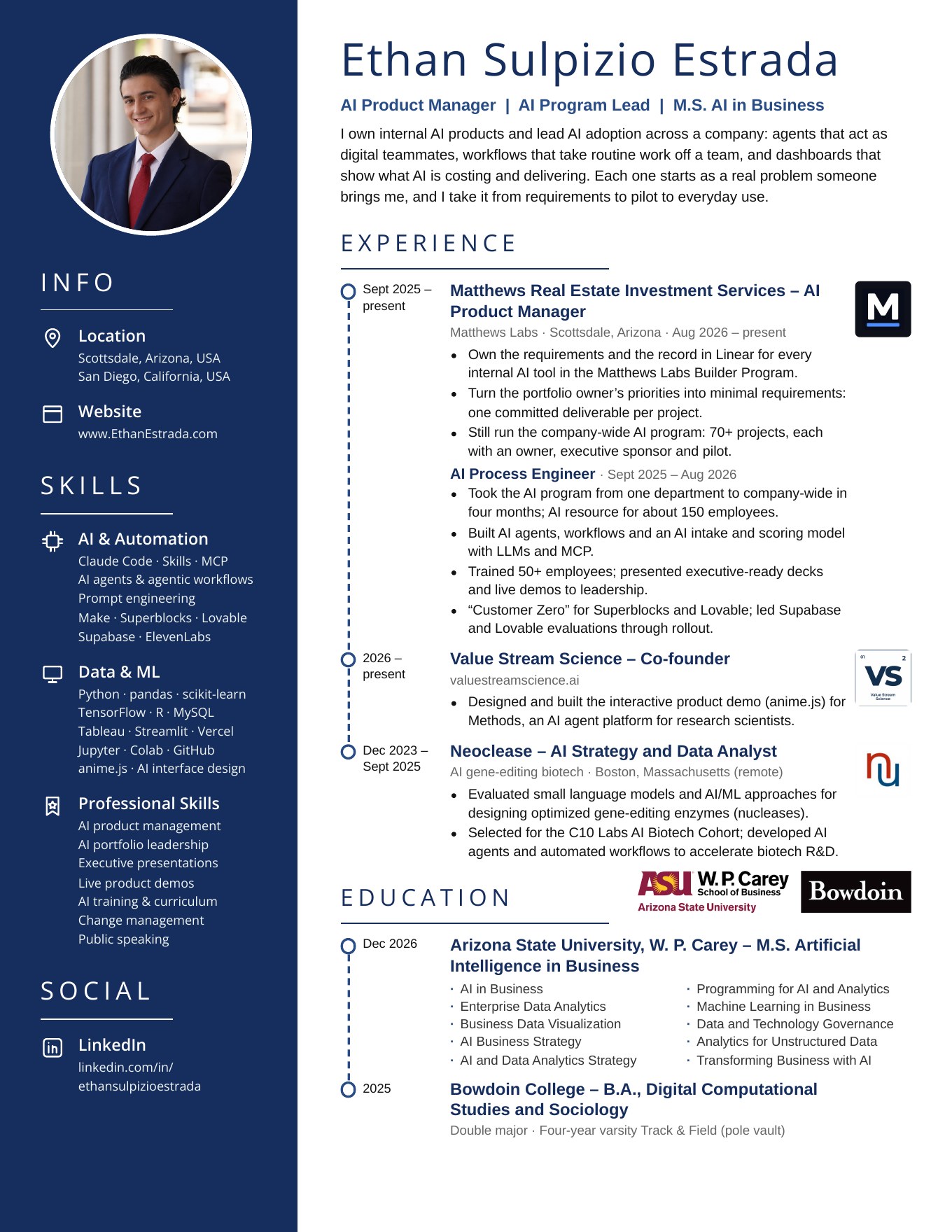 R&eacute;sum&eacute;, page 1 of 2